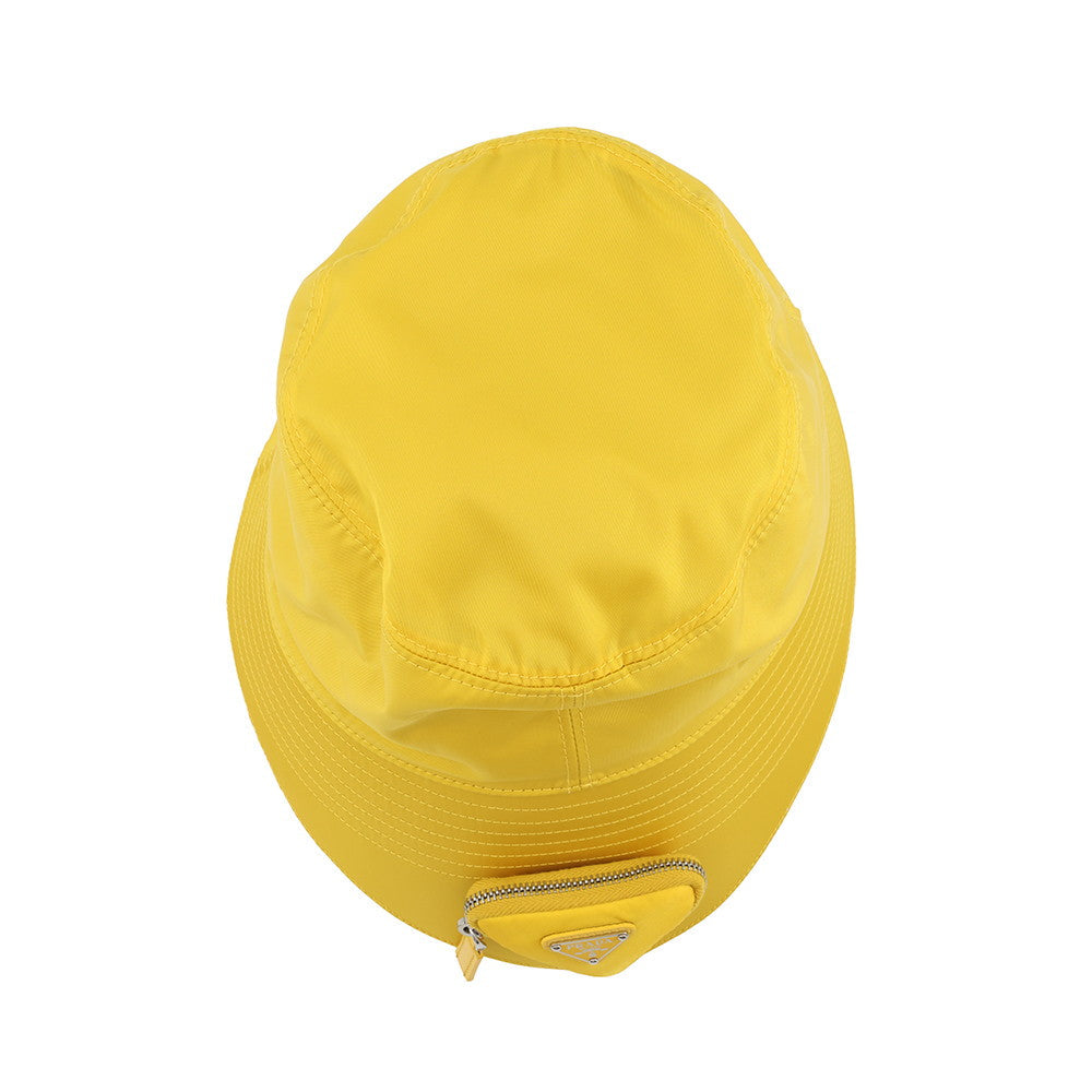 PRADA Re-Nylon Triangle Logo Bucket Hat with Mini Pouch Yellow2HC282 Nylon