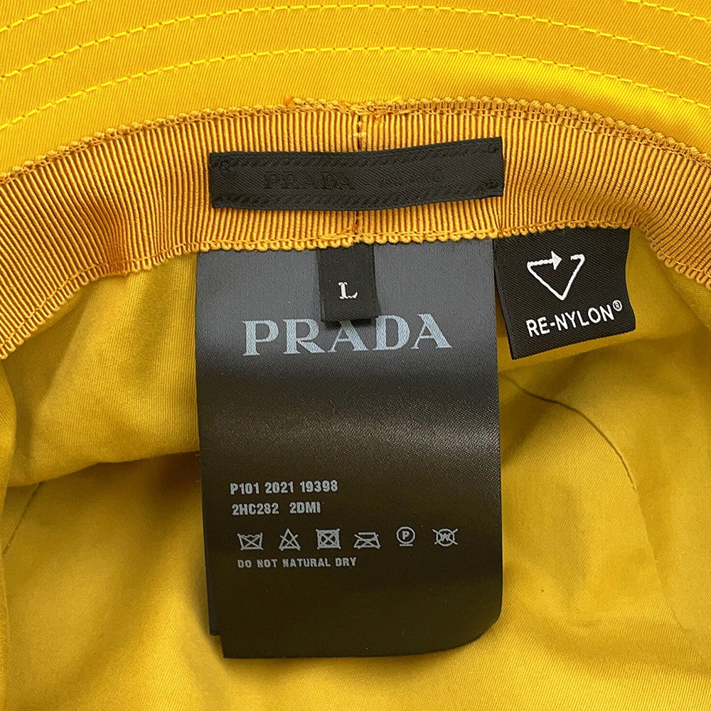 PRADA Re-Nylon Triangle Logo Bucket Hat with Mini Pouch Yellow2HC282 Nylon