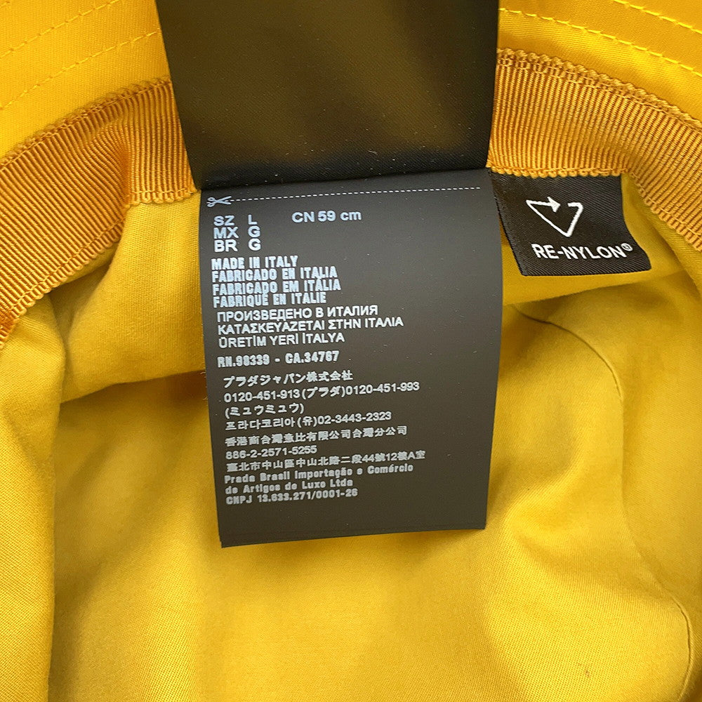 PRADA Re-Nylon Triangle Logo Bucket Hat with Mini Pouch Yellow2HC282 Nylon