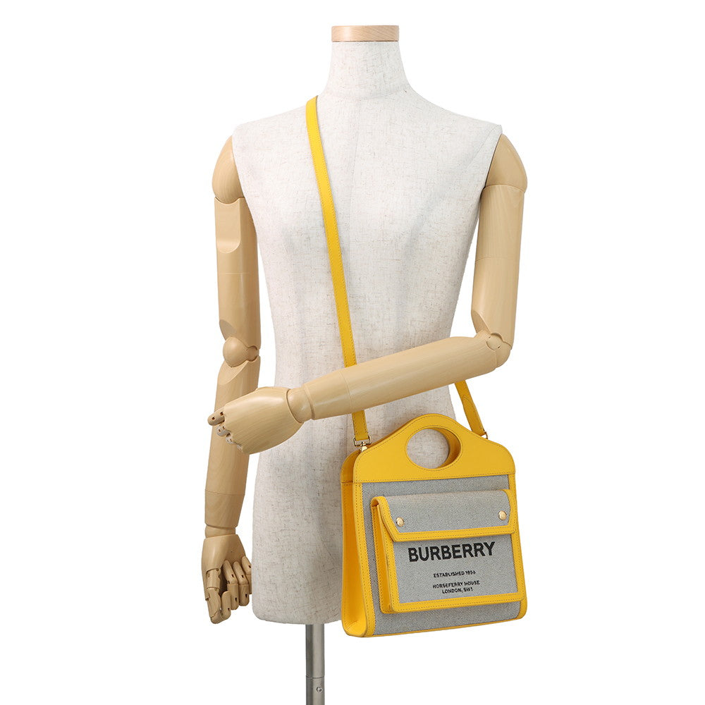 BURBERRY Pocket Bag 2WAY Bag Beige/Yellow8047352 Canvas Leather Size Mini
