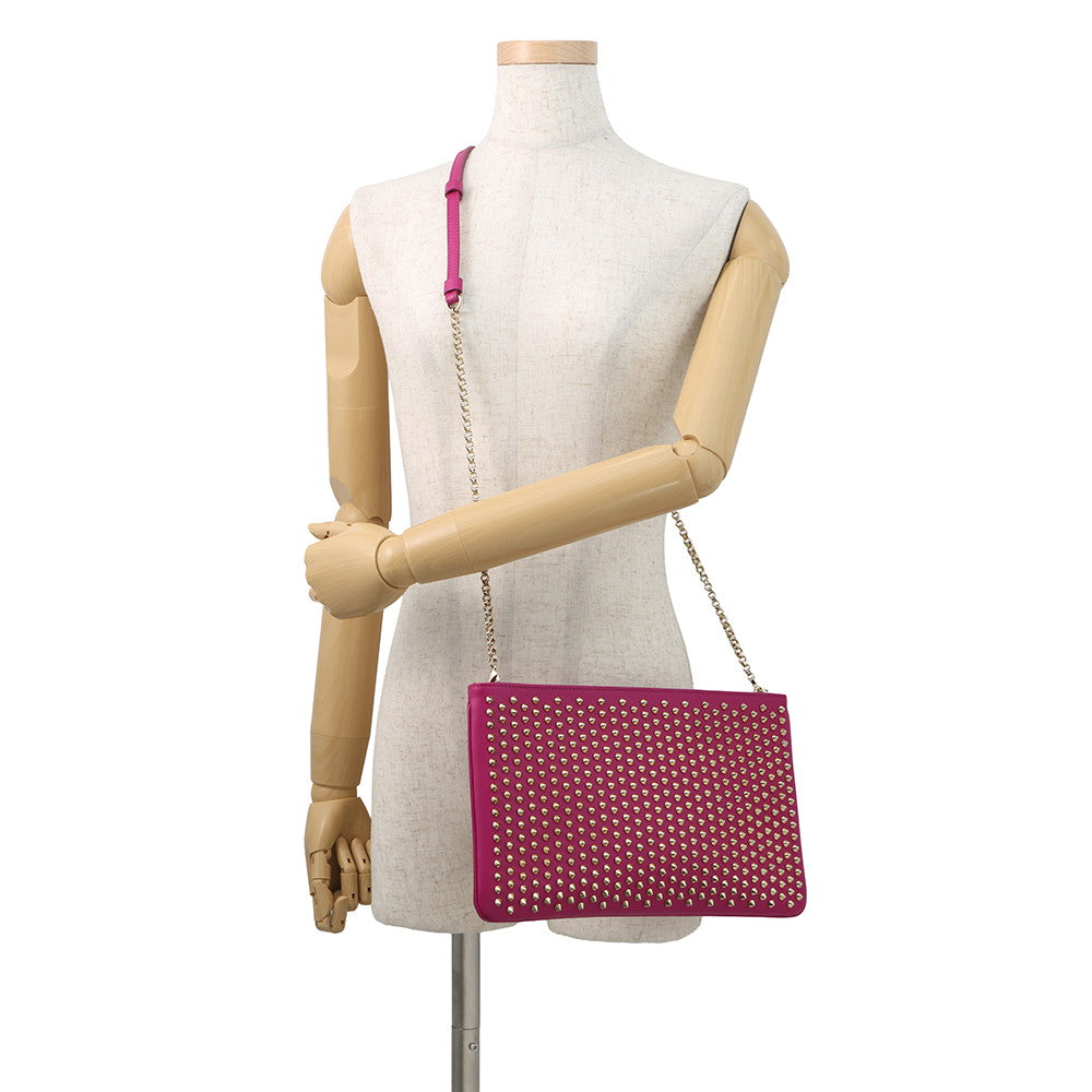 Christian Louboutin Studded ChainShoulder Pink Leather
