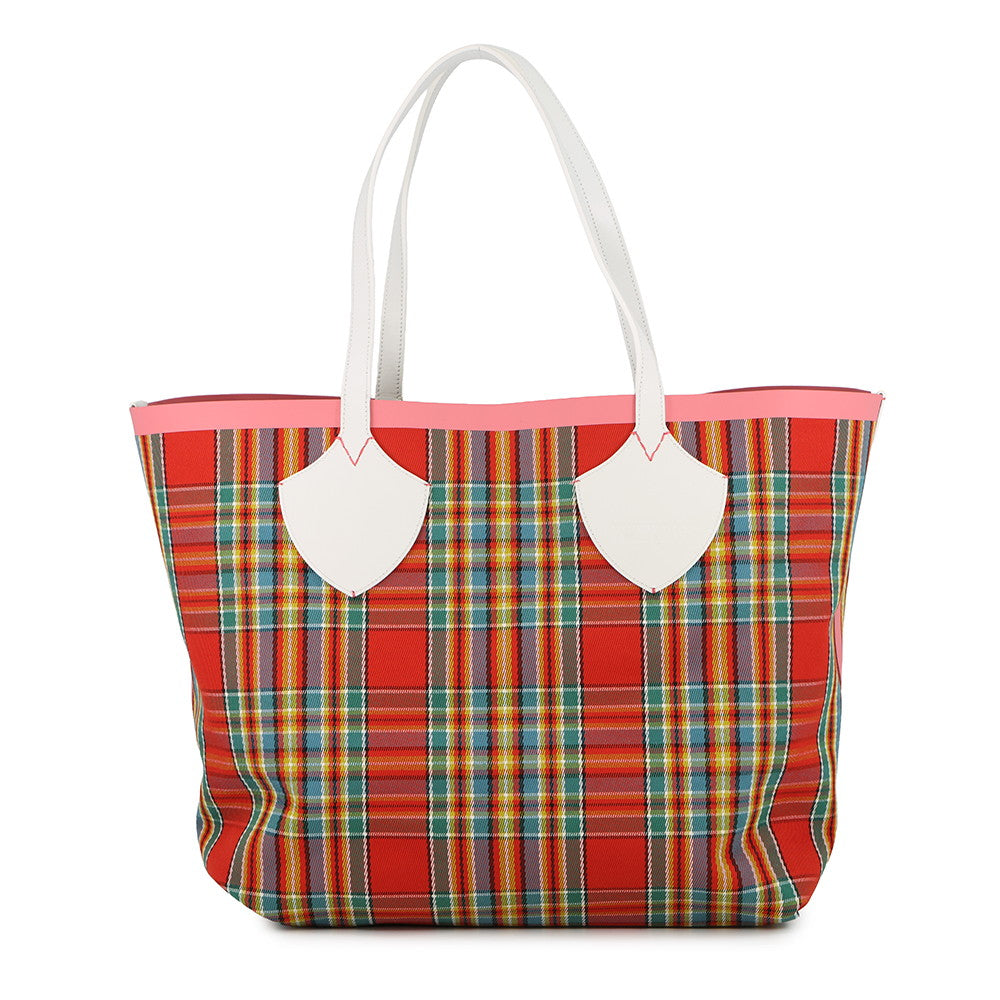 BURBERRY Nova Check Reversible Tote Bag Beige/Pink/White Canvas Leather