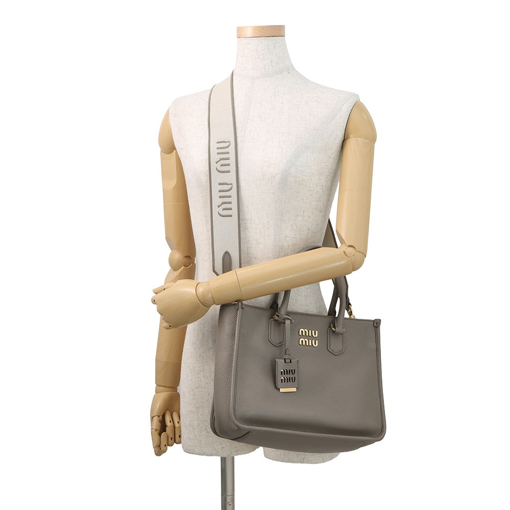 MIUMIU Vitello Daino 2WAY Bag Gray5BA249 Leather
