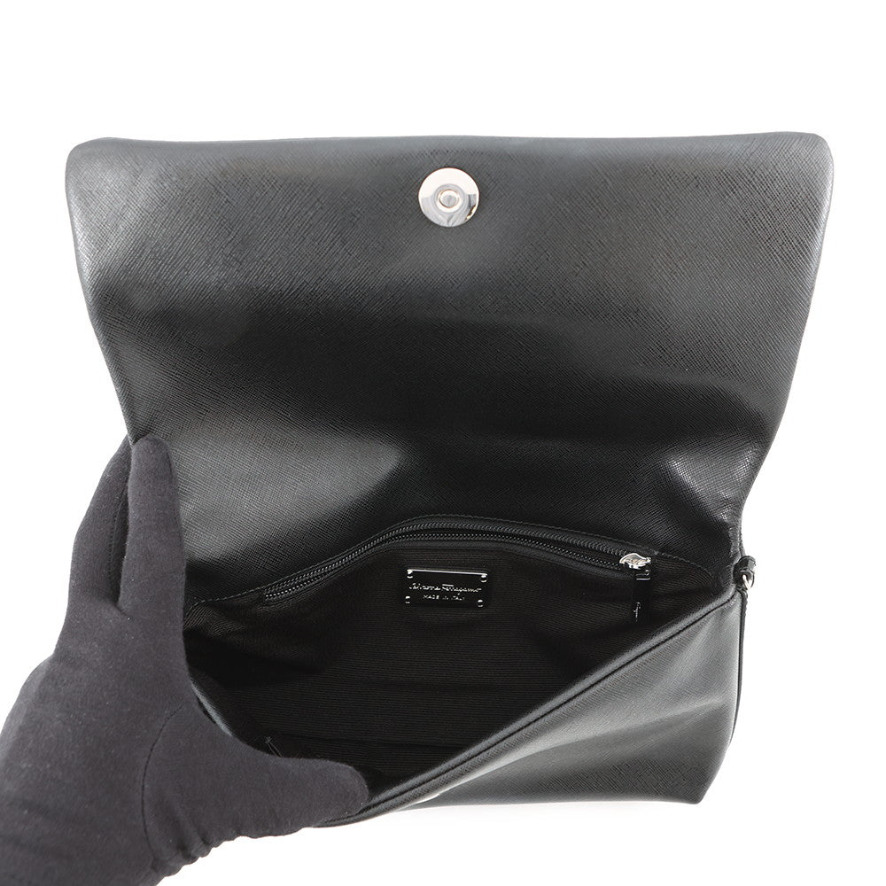 Ferragamo Vala ChainShoulder Bag Black21C671 Leather Patent Leather