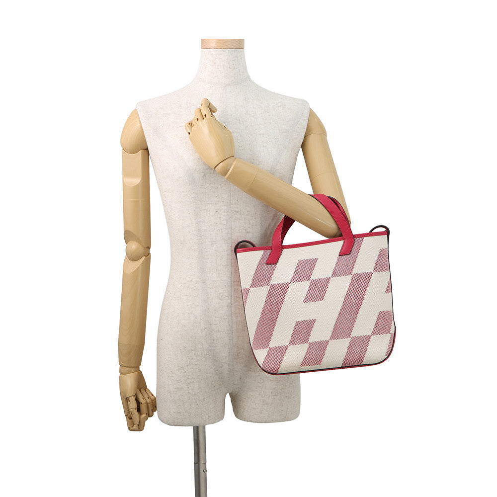 HERMES H Ambie Framboise Toile H Swift Leather Size PM