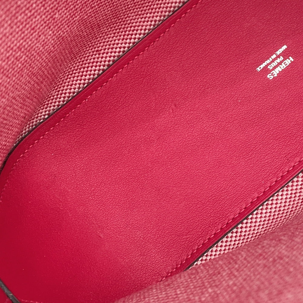 HERMES H Ambie Framboise Toile H Swift Leather Size PM