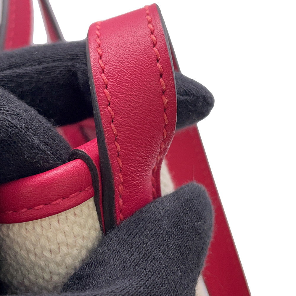 HERMES H Ambie Framboise Toile H Swift Leather Size PM