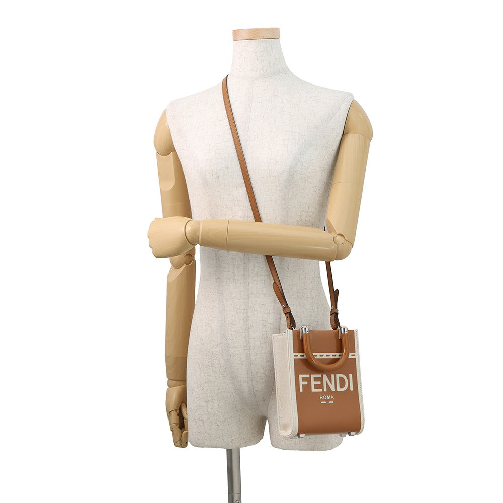 FENDI Sunshine shopper Brown/Ivory8BS051 Canvas Size Mini