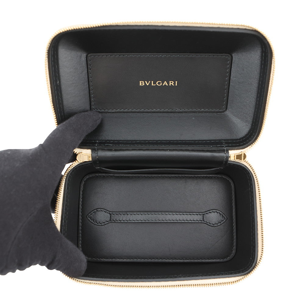 BVLGARI Serpenti 2-Way Vanity Bag Champagne Gold Karung embossed leather