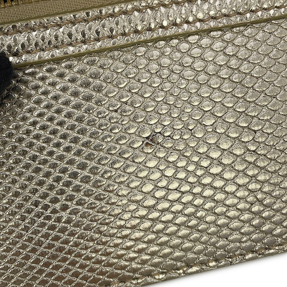 BVLGARI Serpenti 2-Way Vanity Bag Champagne Gold Karung embossed leather