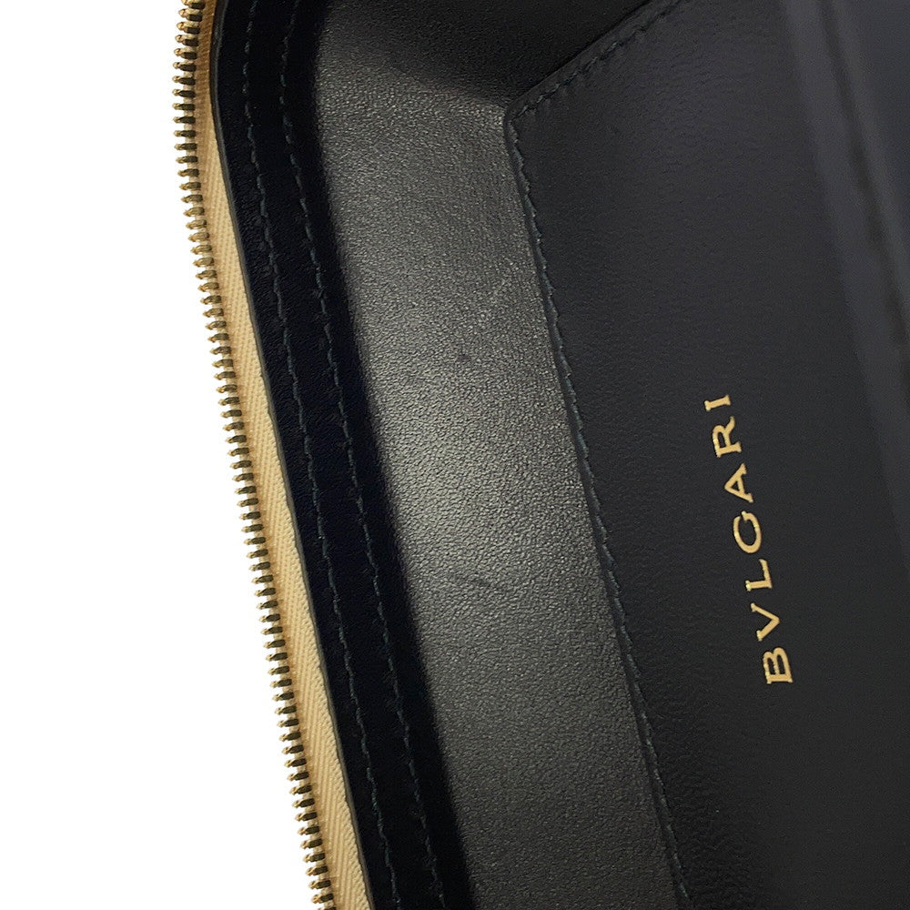 BVLGARI Serpenti 2-Way Vanity Bag Champagne Gold Karung embossed leather