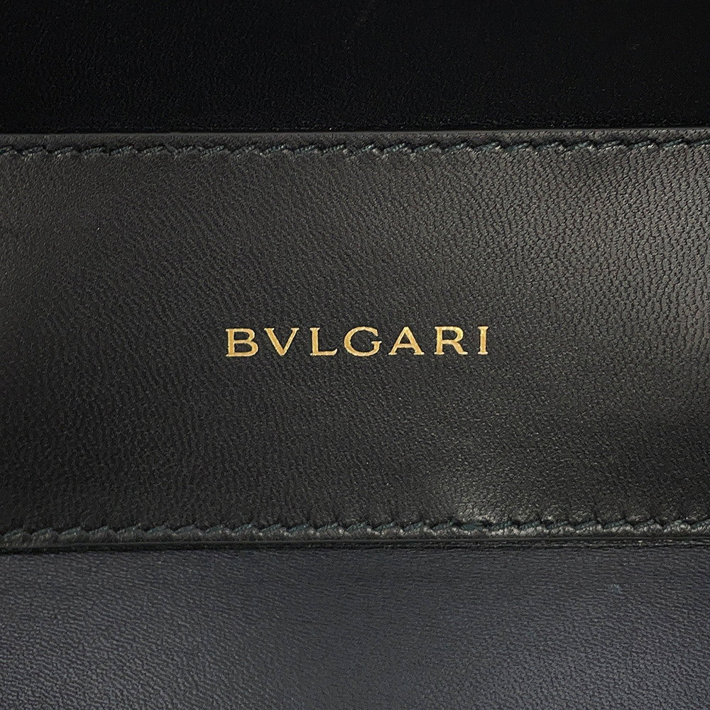 BVLGARI Serpenti 2-Way Vanity Bag Champagne Gold Karung embossed leather
