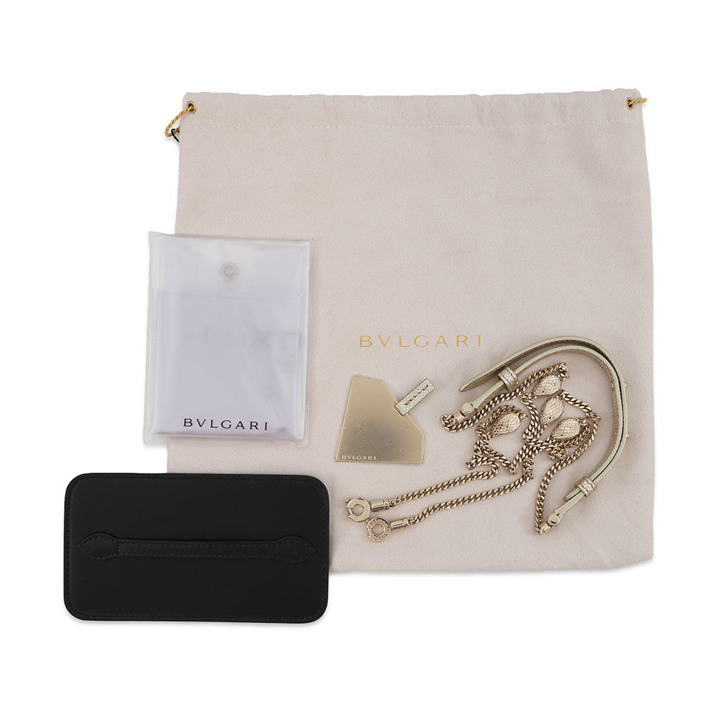 BVLGARI Serpenti 2-Way Vanity Bag Champagne Gold Karung embossed leather