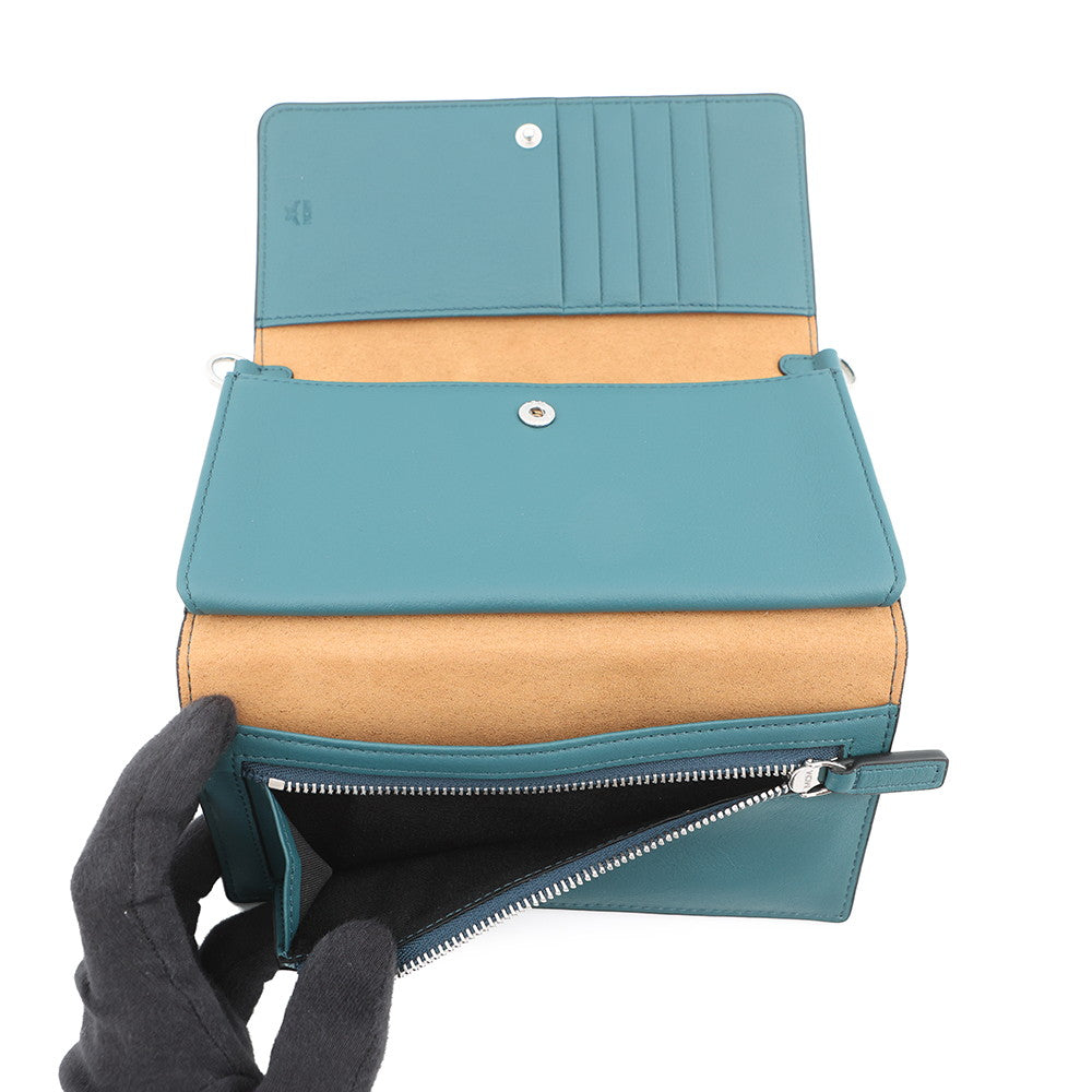 MCM Visetos Shoulder Wallet BlueMXEBAKM01JY001 Leather
