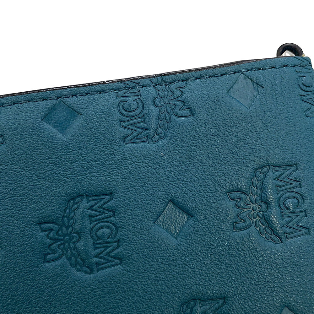 MCM Visetos Shoulder Wallet BlueMXEBAKM01JY001 Leather