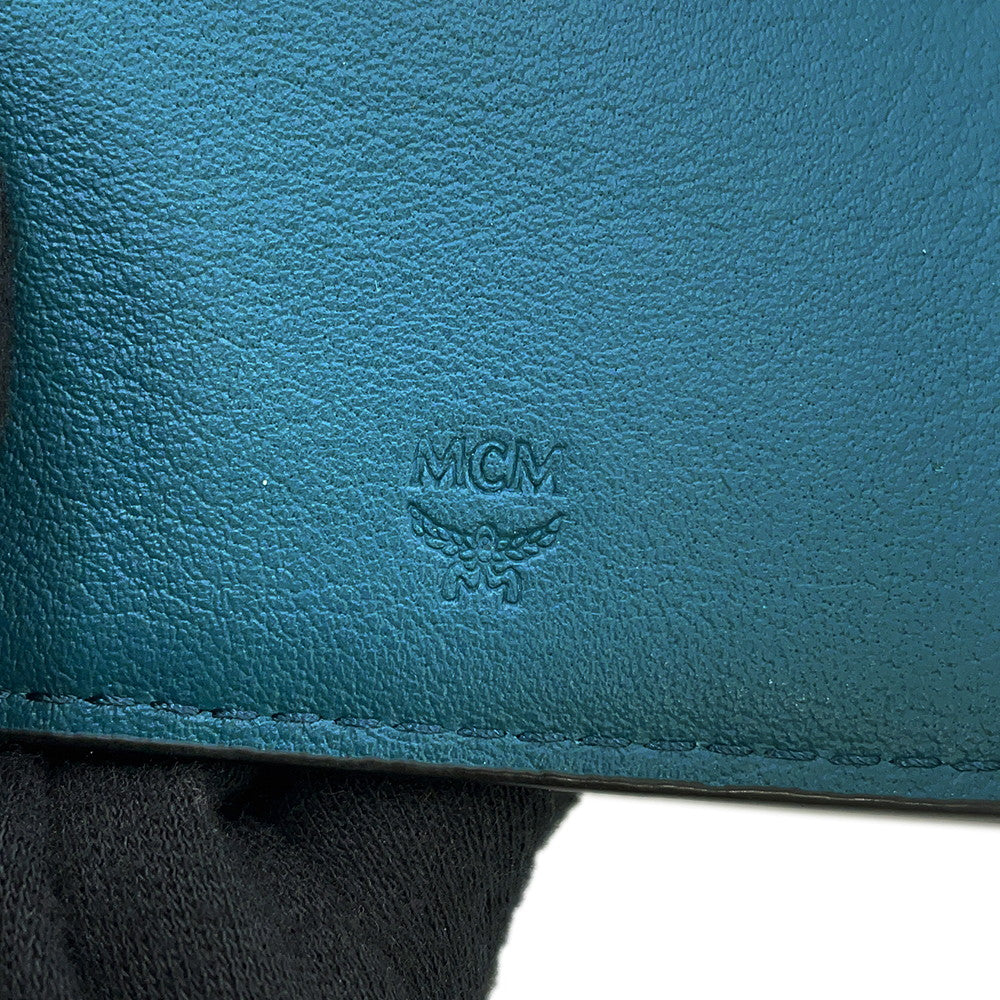 MCM Visetos Shoulder Wallet BlueMXEBAKM01JY001 Leather