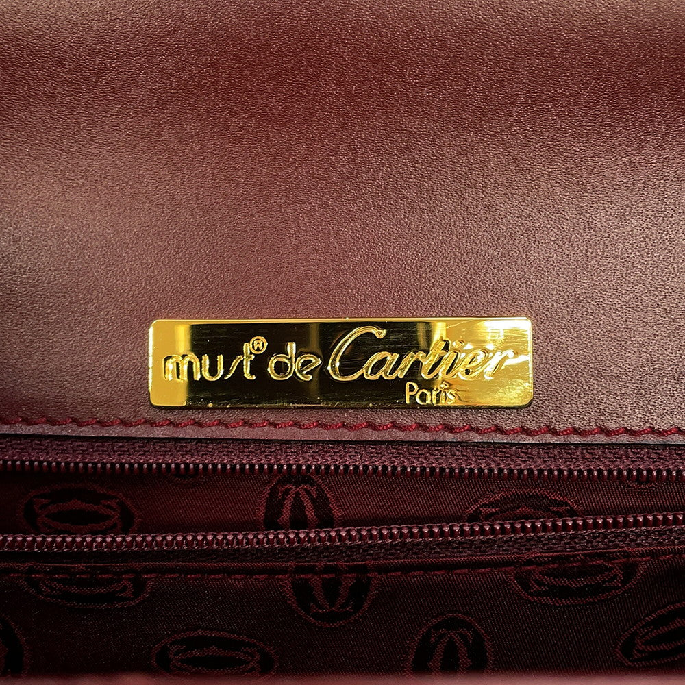CARTIER Must Line Handbag Bordeaux Leather
