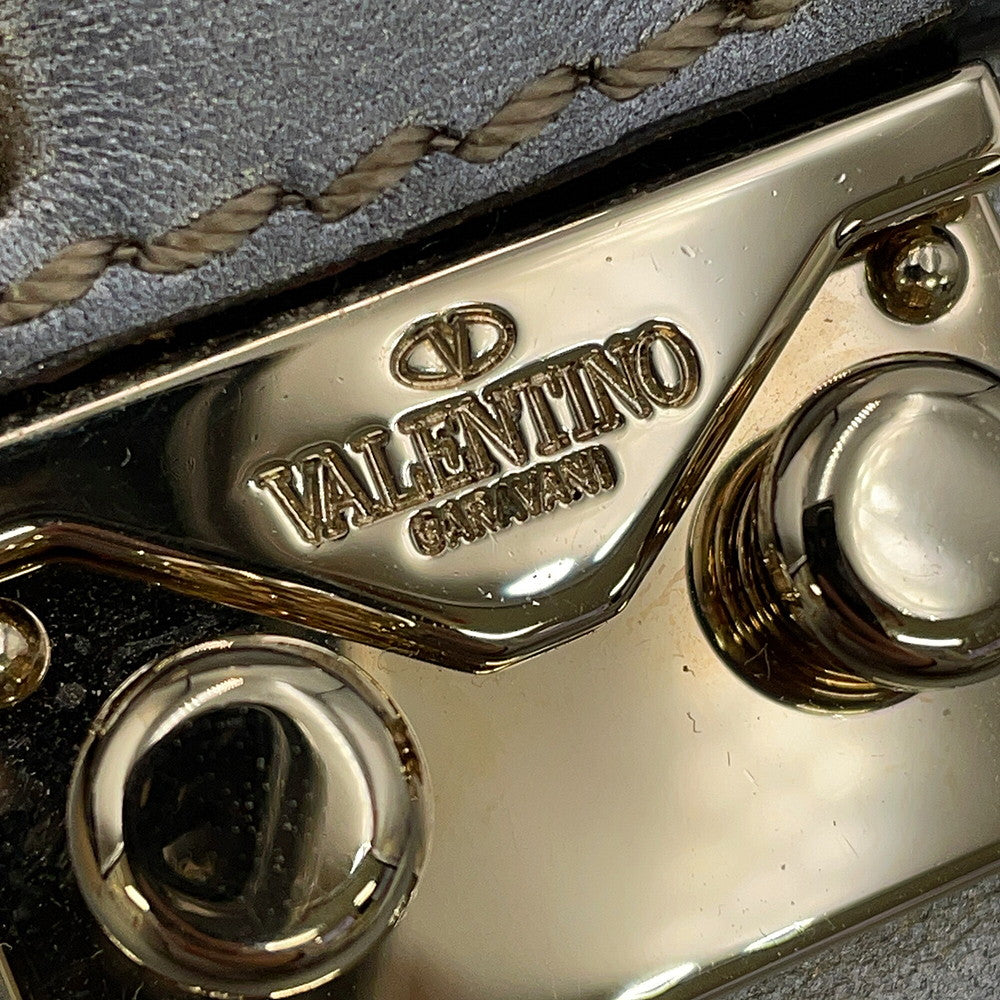 Valentino Garavani Glam Rock Camouflage Chainshoulder Bag Silver/Beige/Green Canvas Leather