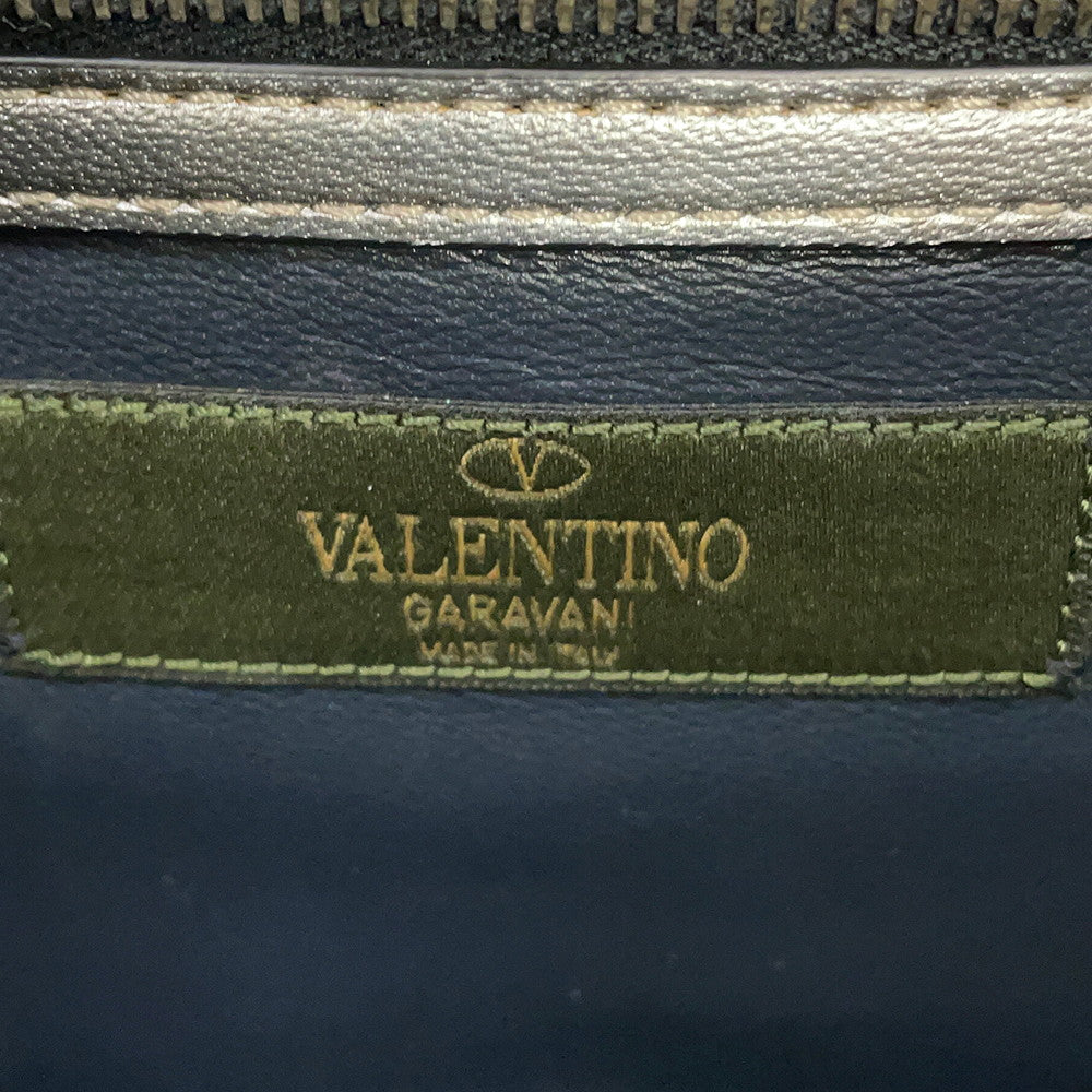 Valentino Garavani Glam Rock Camouflage Chainshoulder Bag Silver/Beige/Green Canvas Leather