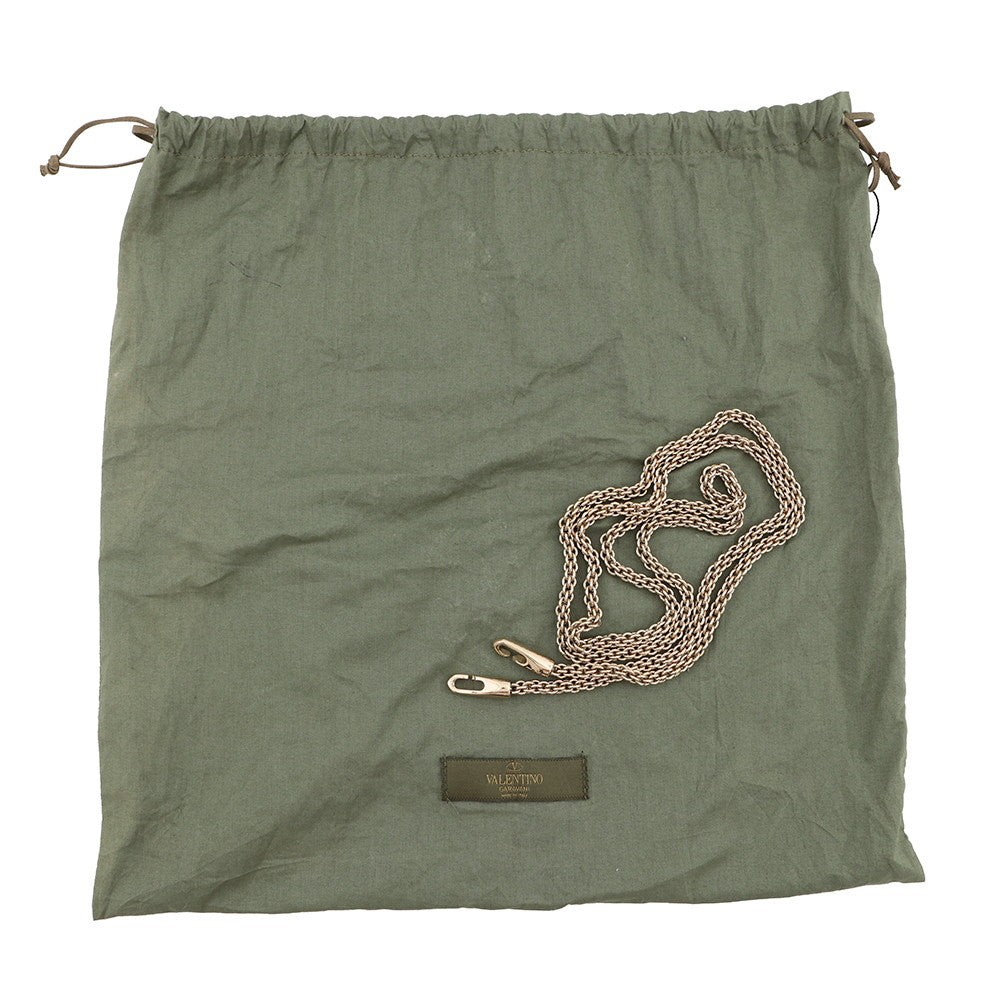 Valentino Garavani Glam Rock Camouflage Chainshoulder Bag Silver/Beige/Green Canvas Leather