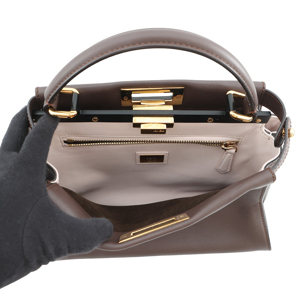 FENDI Peekaboo Icy You Brown8BN321 Leather Size Medium