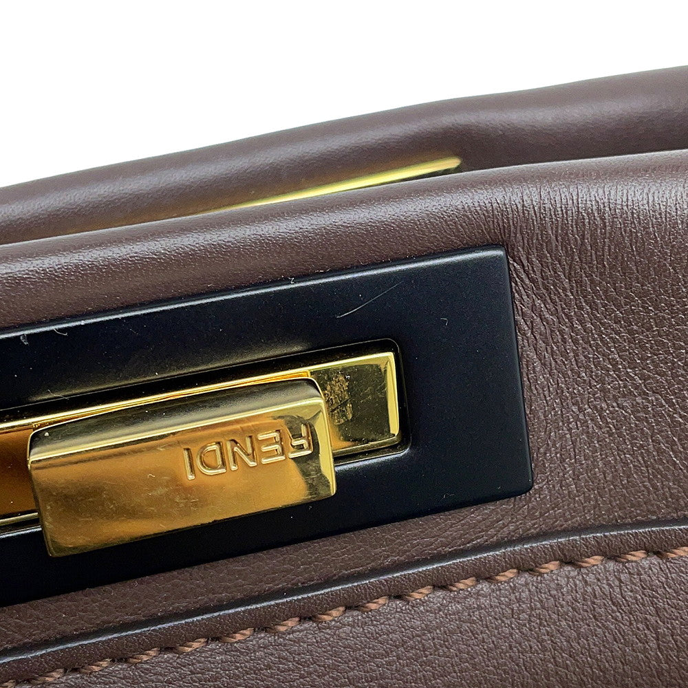 FENDI Peekaboo Icy You Brown8BN321 Leather Size Medium