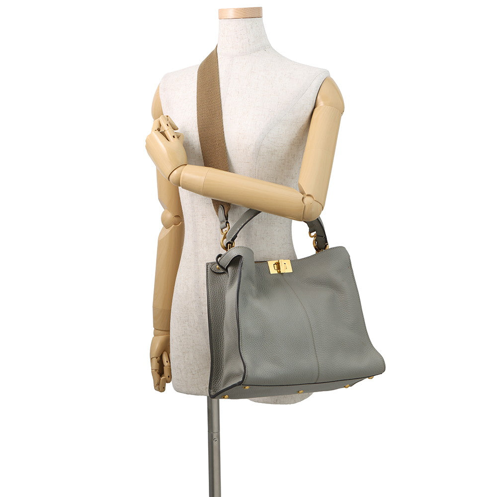 FENDI Peekaboo X-Lite Gray8BN310 Calf Leather Size regular