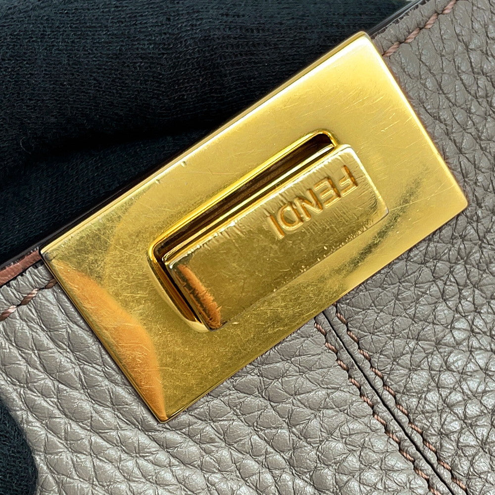 FENDI Peekaboo X-Lite Gray8BN310 Calf Leather Size regular