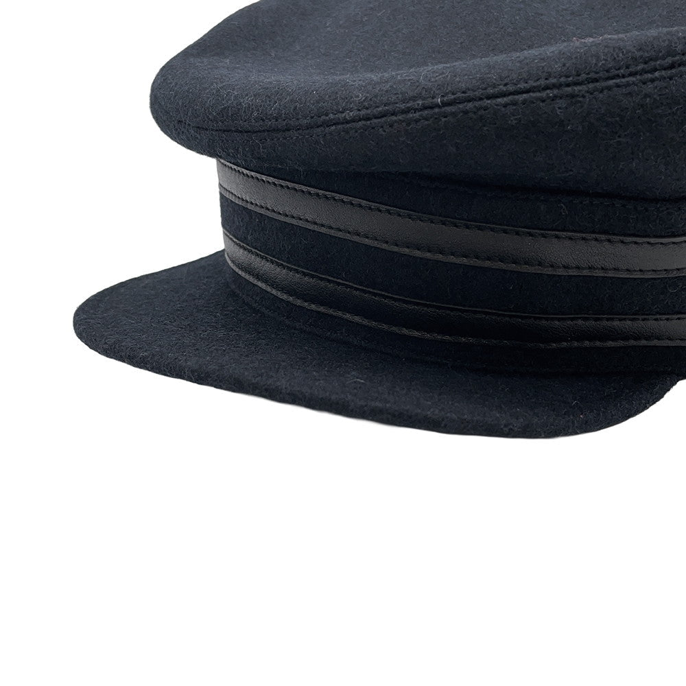 HERMES Cap Size 58 Navy Wool 100%