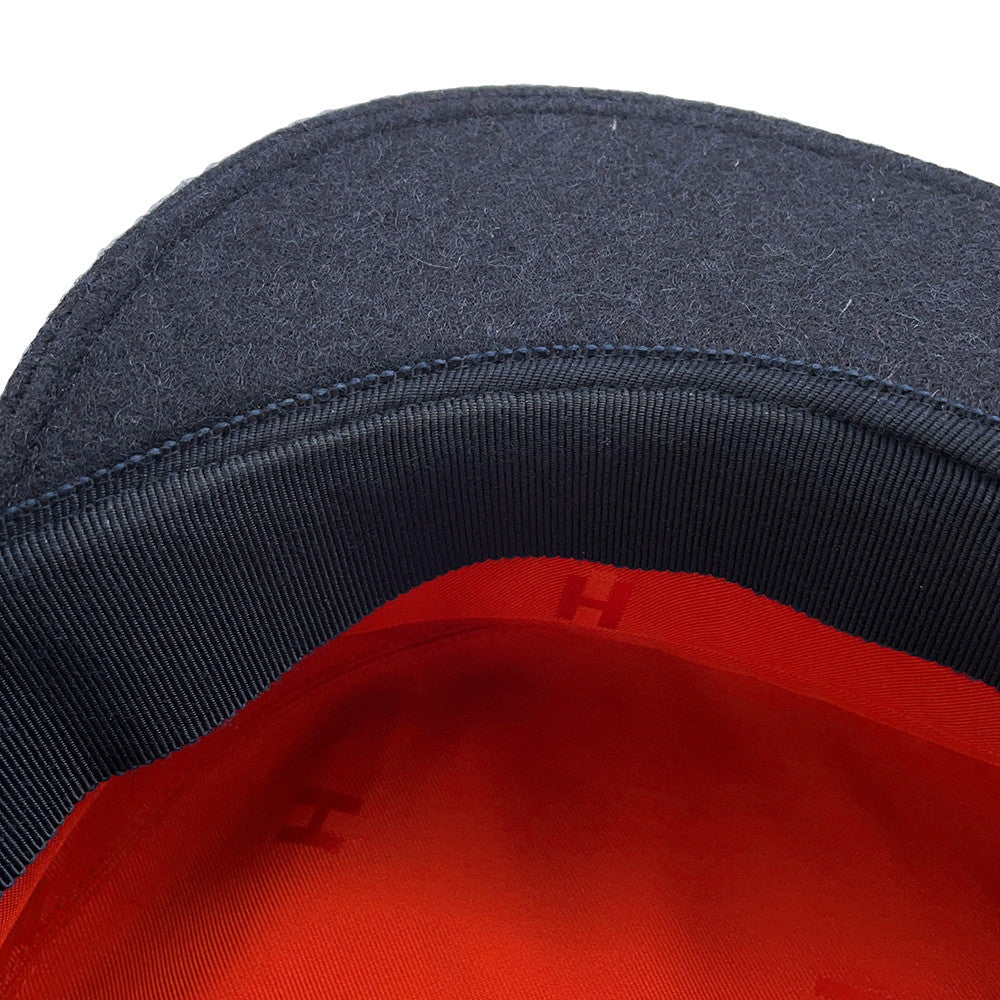 HERMES Cap Size 58 Navy Wool 100%