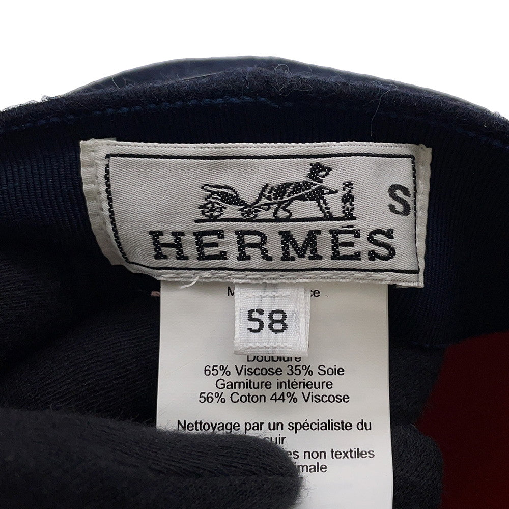 HERMES Cap Size 58 Navy Wool 100%
