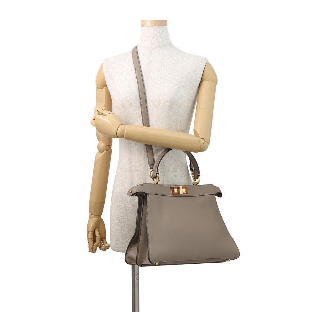 FENDI Peekaboo Icy You Gray8BN321 Leather Size Medium