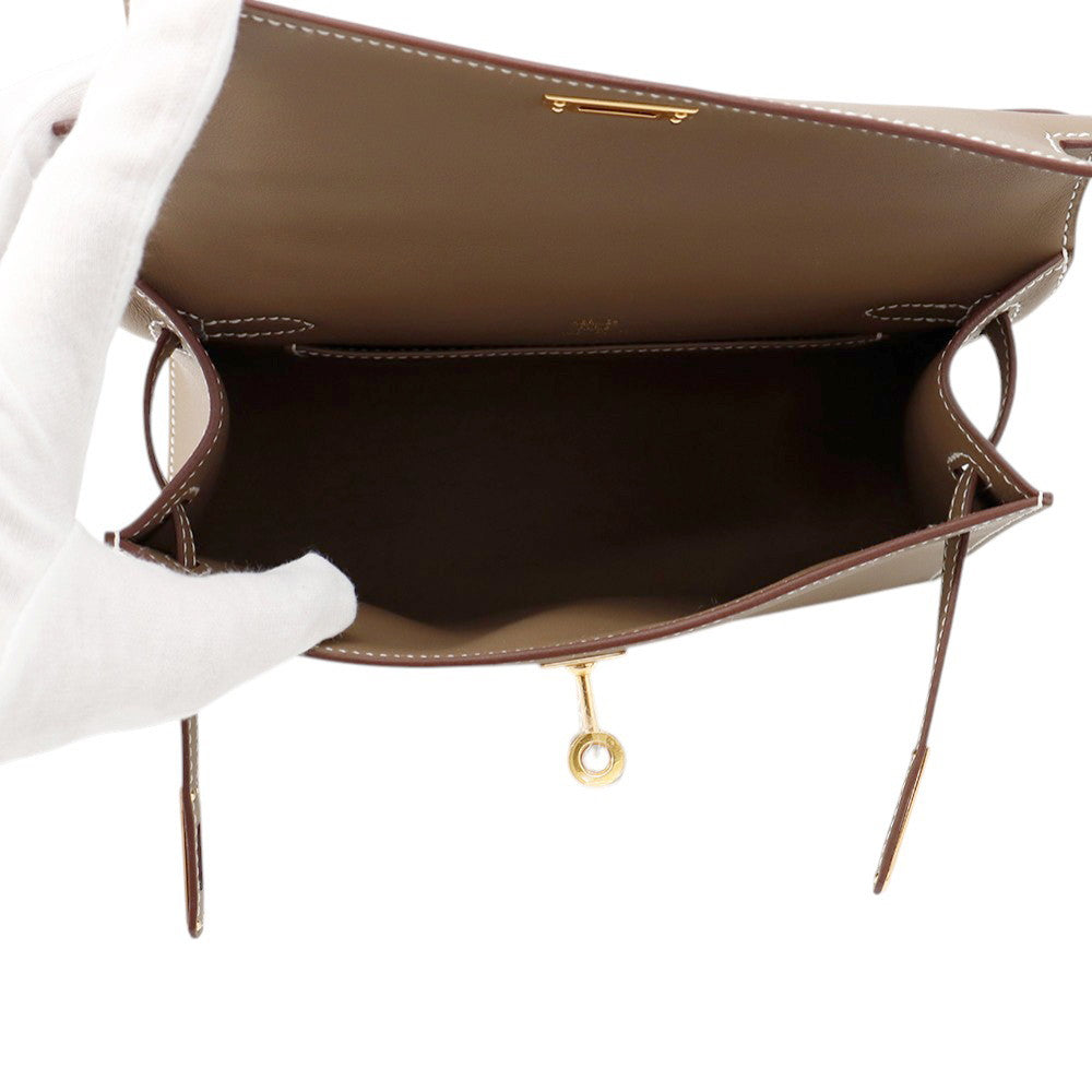 HERMES PochetteKelly Etoupe Swift Leather