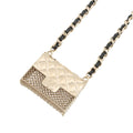 CHANEL Matelasse bag motif necklace Champagne Gold/BlackAB6136 Gold Plated Leather