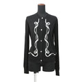 HERMES Long-sleeved cardigan, Félonerie motif Size 36 BlackH6E2740D Wool 100%