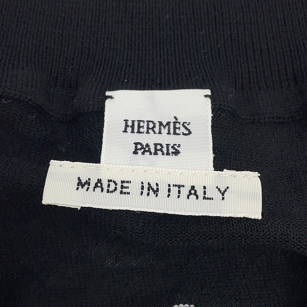 HERMES Long-sleeved cardigan, Félonerie motif Size 36 BlackH6E2740D Wool 100%