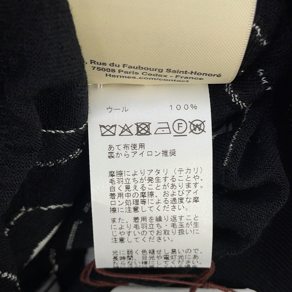HERMES Long-sleeved cardigan, Félonerie motif Size 36 BlackH6E2740D Wool 100%