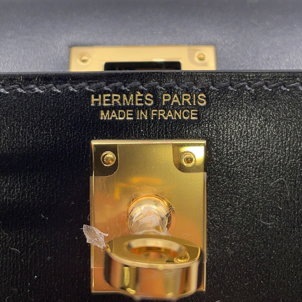 HERMES Mini Kelly 2 Black Box Calf Leather Size K AP 448 SN