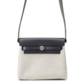 HERMES Herbag zip Ecru/Ardoise Toile Military Vache Hunter Leather Size Mini