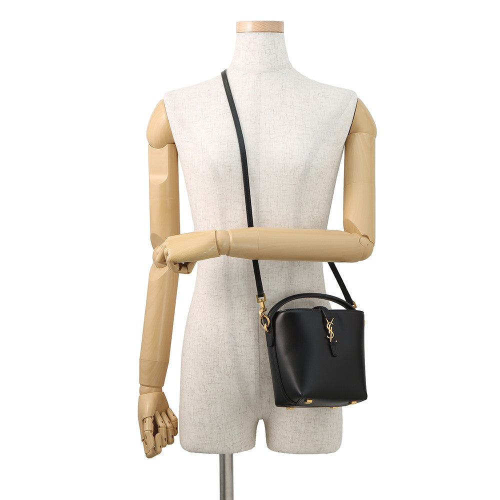 SAINT LAURENT PARIS LE 37 Bucket 2-Way Shoulder Bag Black765870 Calf Leather Size Mini