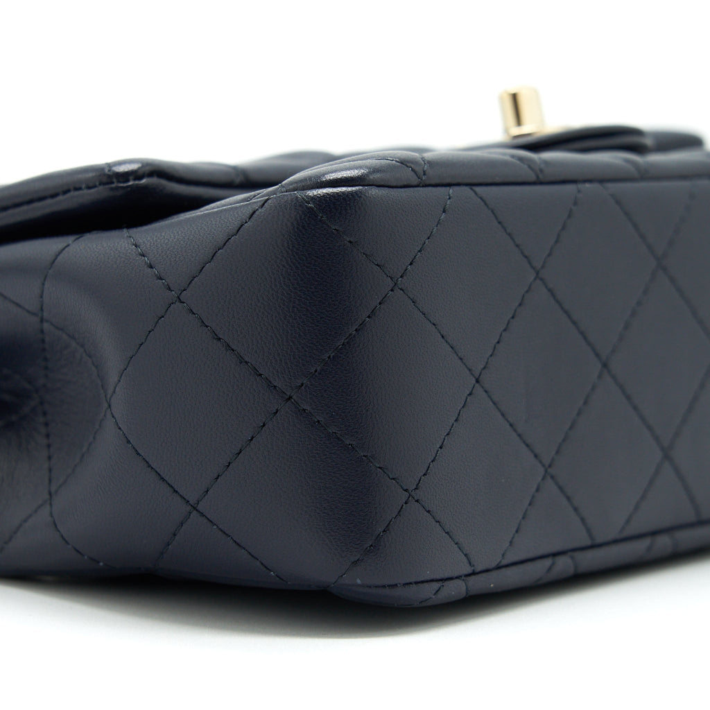 Chanel Mini Rectangular Flap Bag Lambskin Navy L