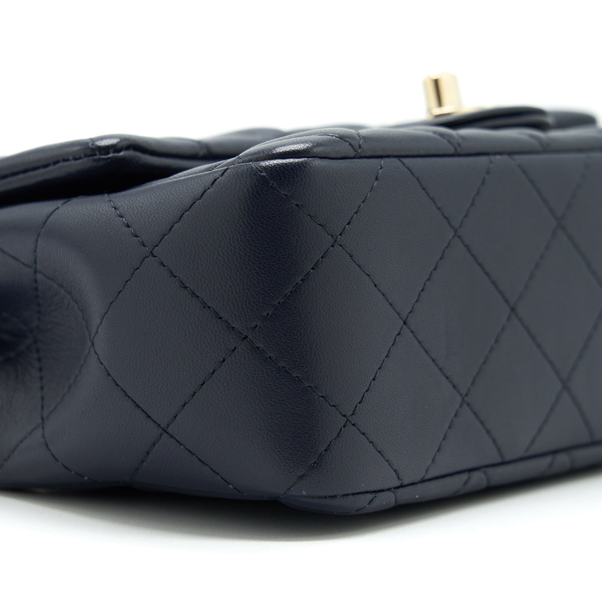 Chanel Mini Rectangular Flap Bag Lambskin Navy L