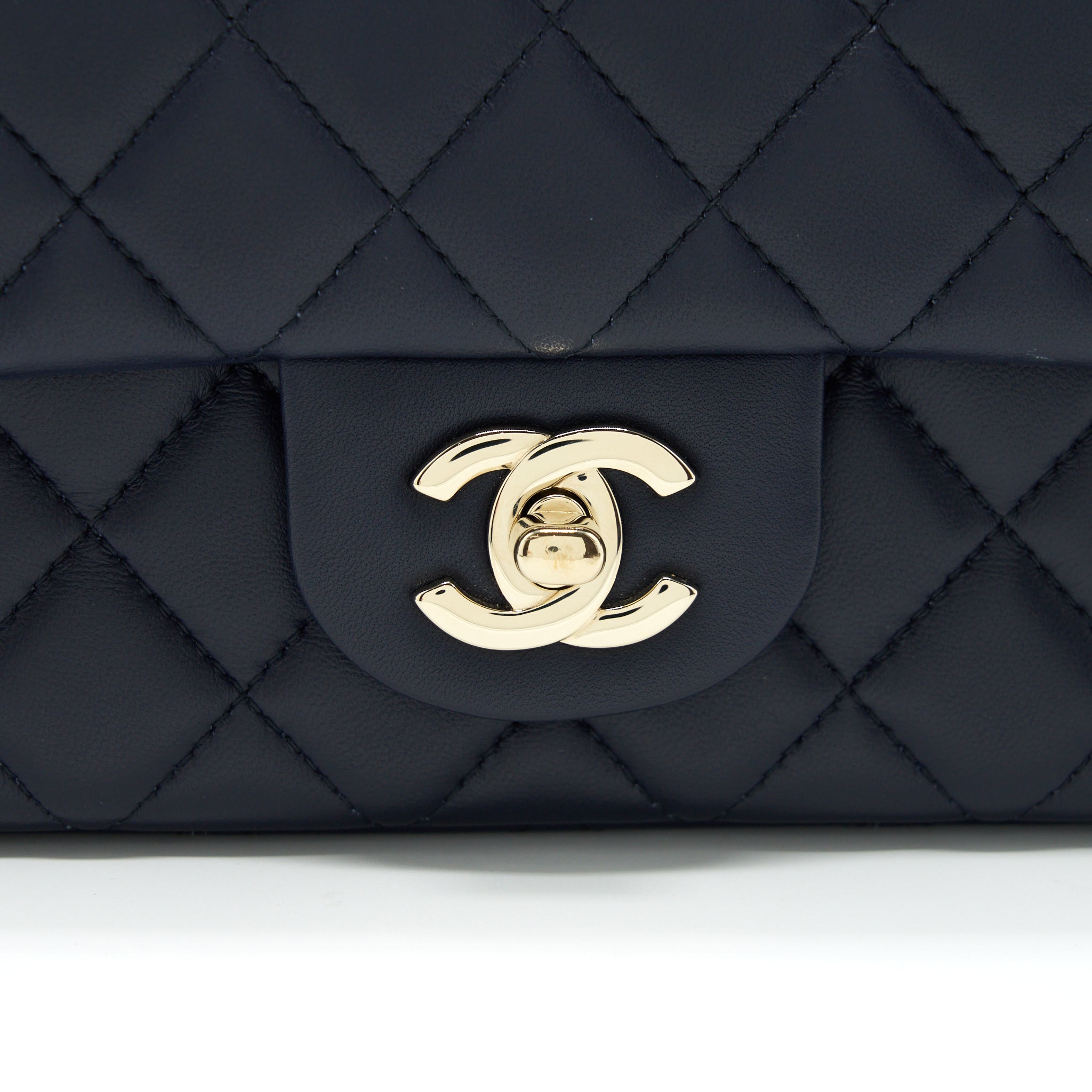 Chanel Mini Rectangular Flap Bag Lambskin Navy L