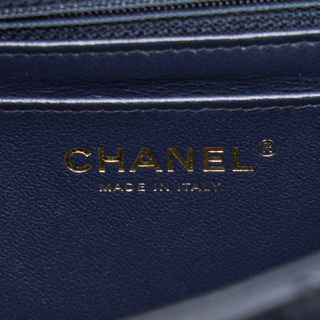 Chanel Mini Rectangular Flap Bag Lambskin Navy L
