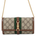 GUCCI Jackie 1961 Continental Chain Wallet Beige/Brown652681 GG Supreme/Leather