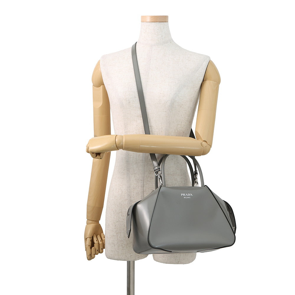 PRADA Supernova 2-way Handbag Gray1BA366 Leather Size Small