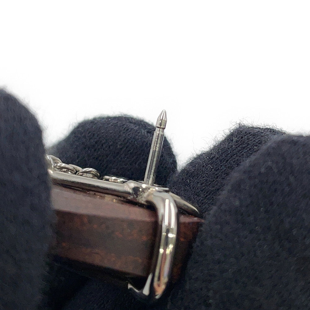 HERMES Cheval Brooch Brown Vulcanium Metal