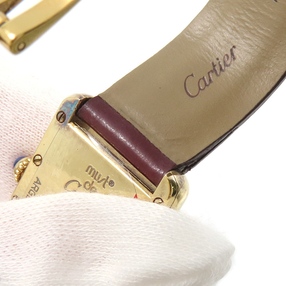 CARTIER Must Tank SM Vermeil H29mm×W22mm Gold Plated Leather White DialW1013654