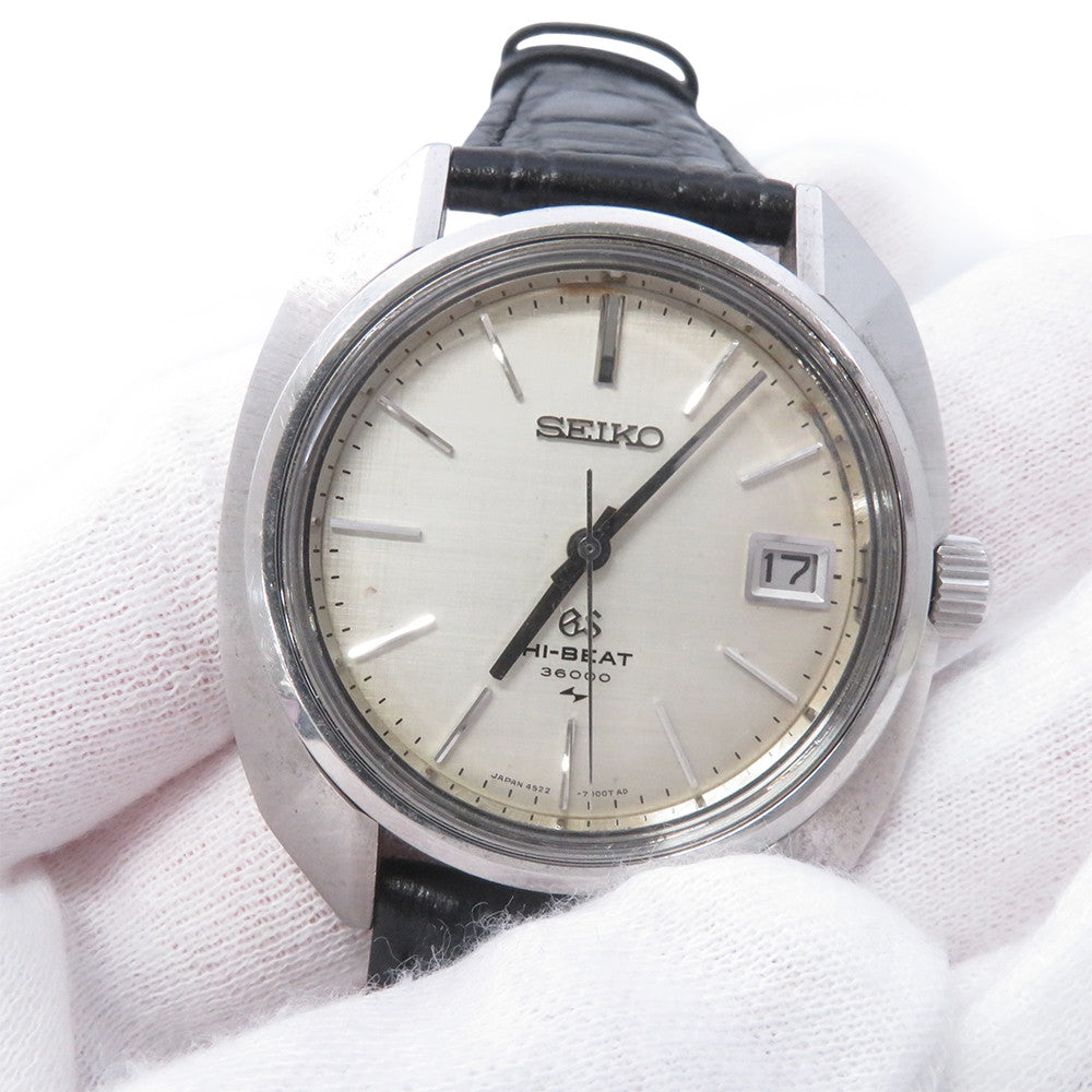 SEIKO Grand SEIKO Hi-Beat36000 W37mm Stainless Steel Leather Silver Dial4522-7000