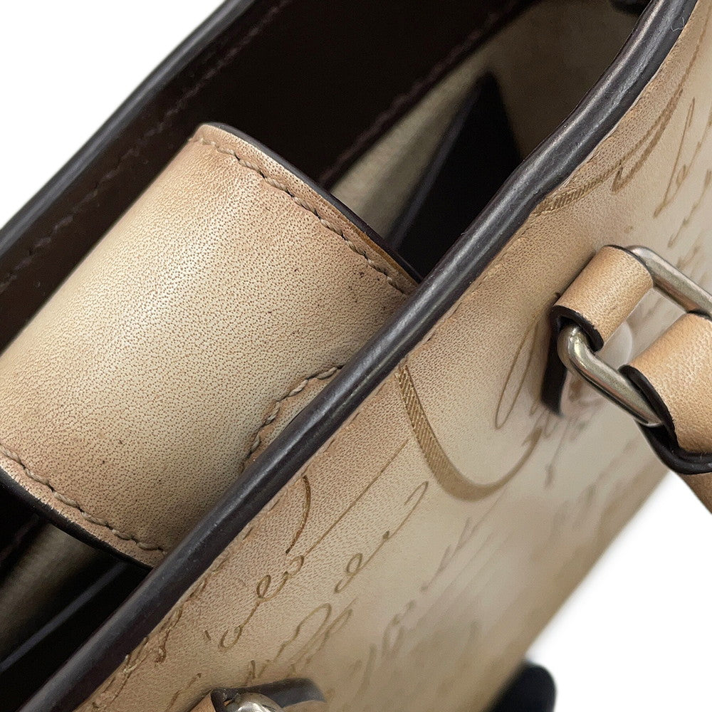 Berluti Calligraphy Jules 2WAY Handbag Beige scritto leather Size Nano